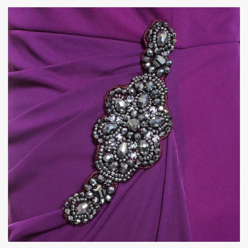 Alex Evenings Womens Purple One Shoulder Dress, formal, wedding guest, prom gown - Picture 3 of 4